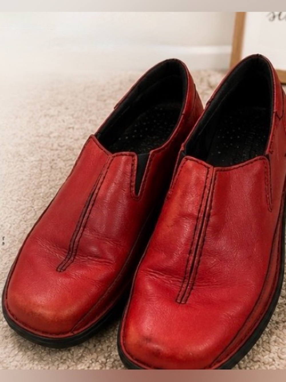 Joseph Seibel Red Leather Comfort Slip-On Shoes | Women’s Size 8 |